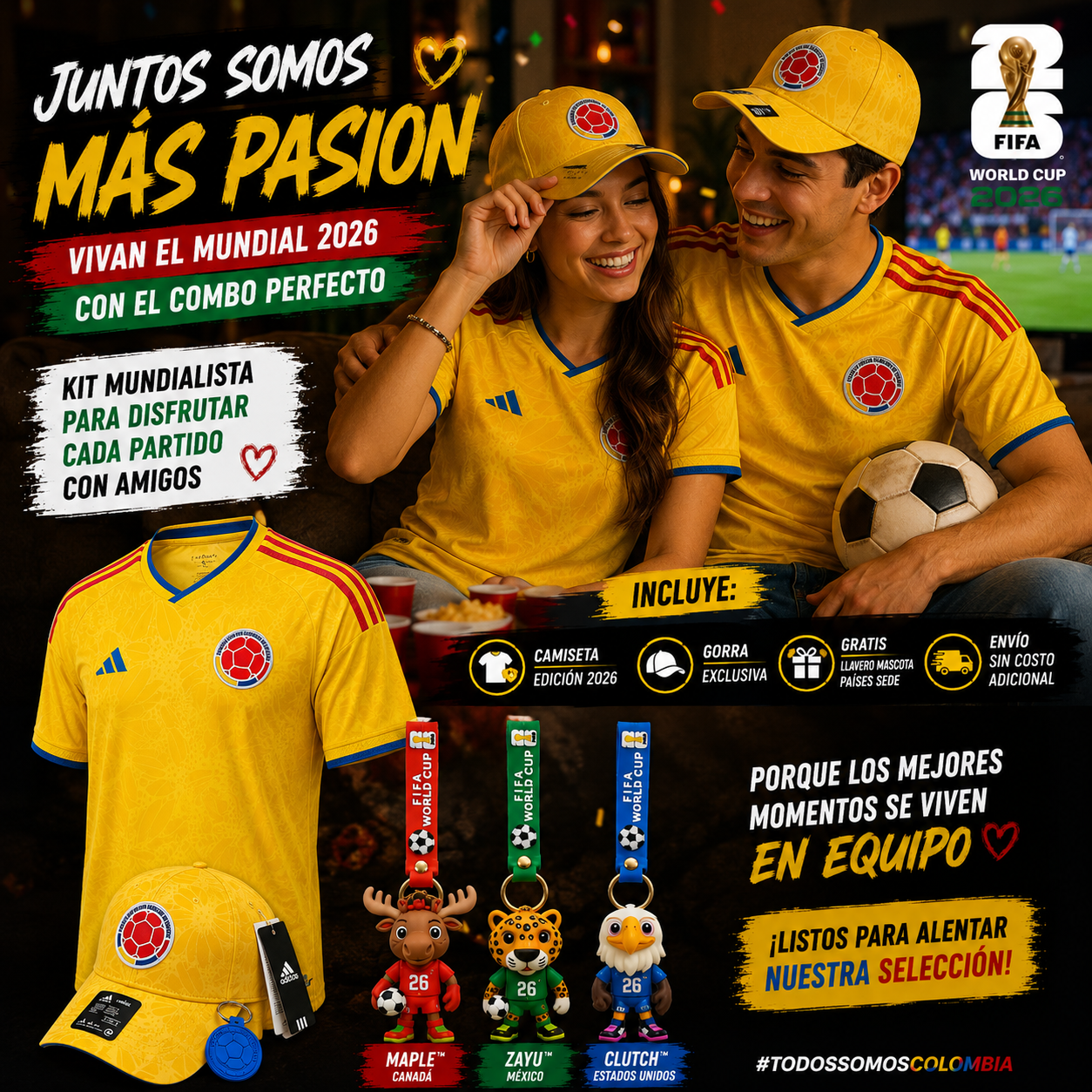 ⚽ Combo Hincha de Oro Colombia 💛💙❤️
