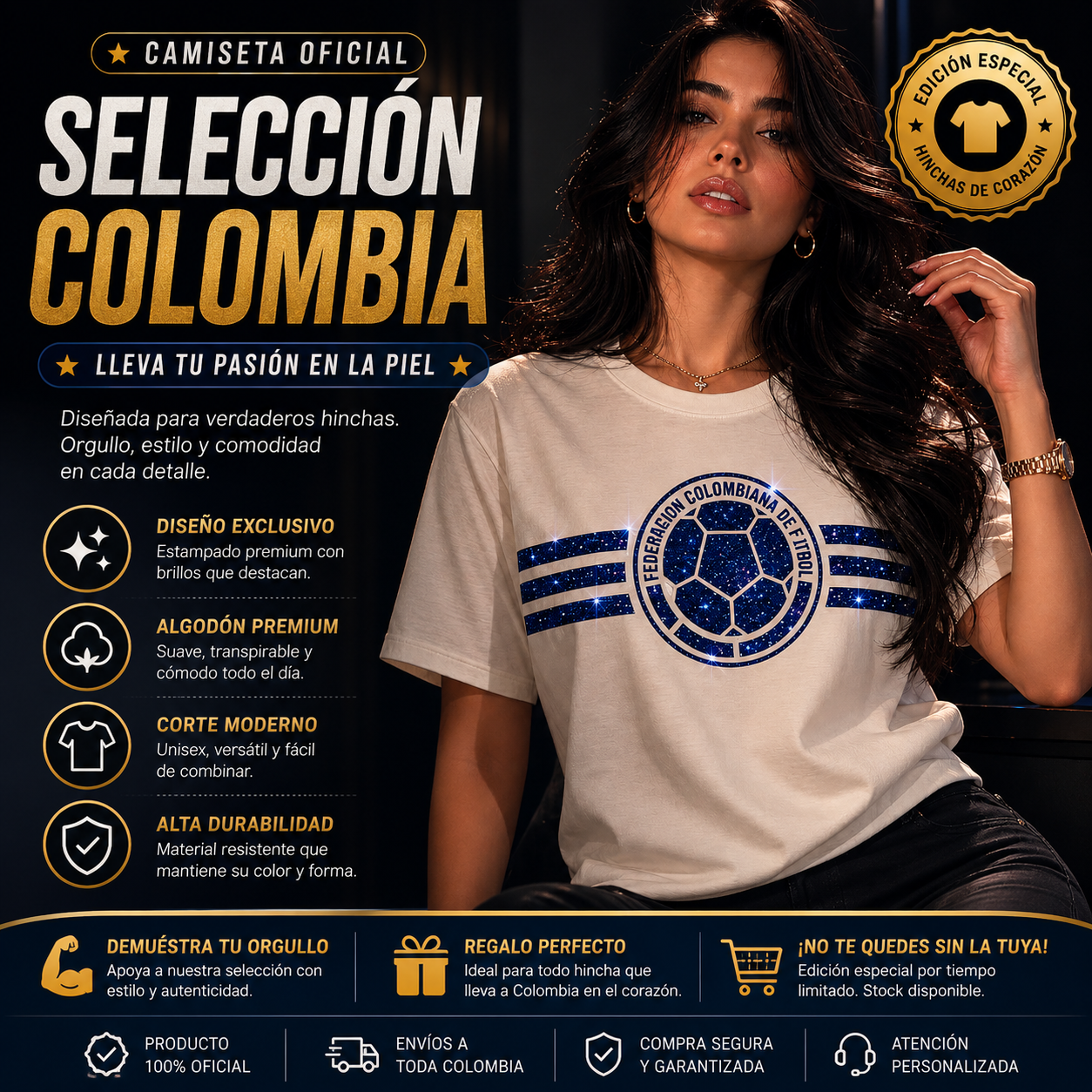 ✨⚽ La Camiseta que Toda Hincha Elegante Quiere Tener 💛💙 ❤️